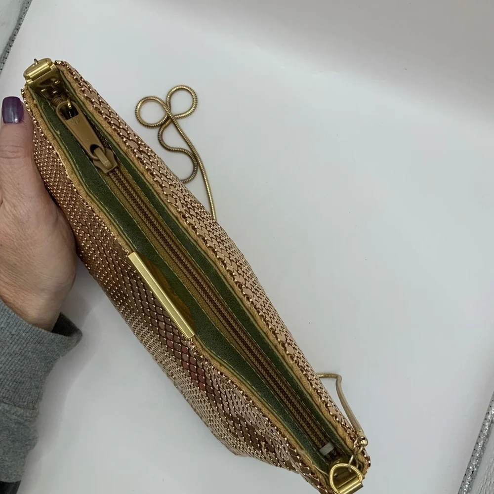 Elka Vintage Gold Tone Metal Mesh Metallic Chain Link Purse